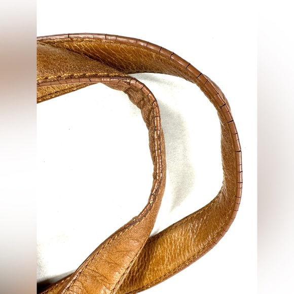 Michael Kors Caramel Brown Textured Leather Medium Shoulder Bag Satchel Buckle - Picture 13 of 13